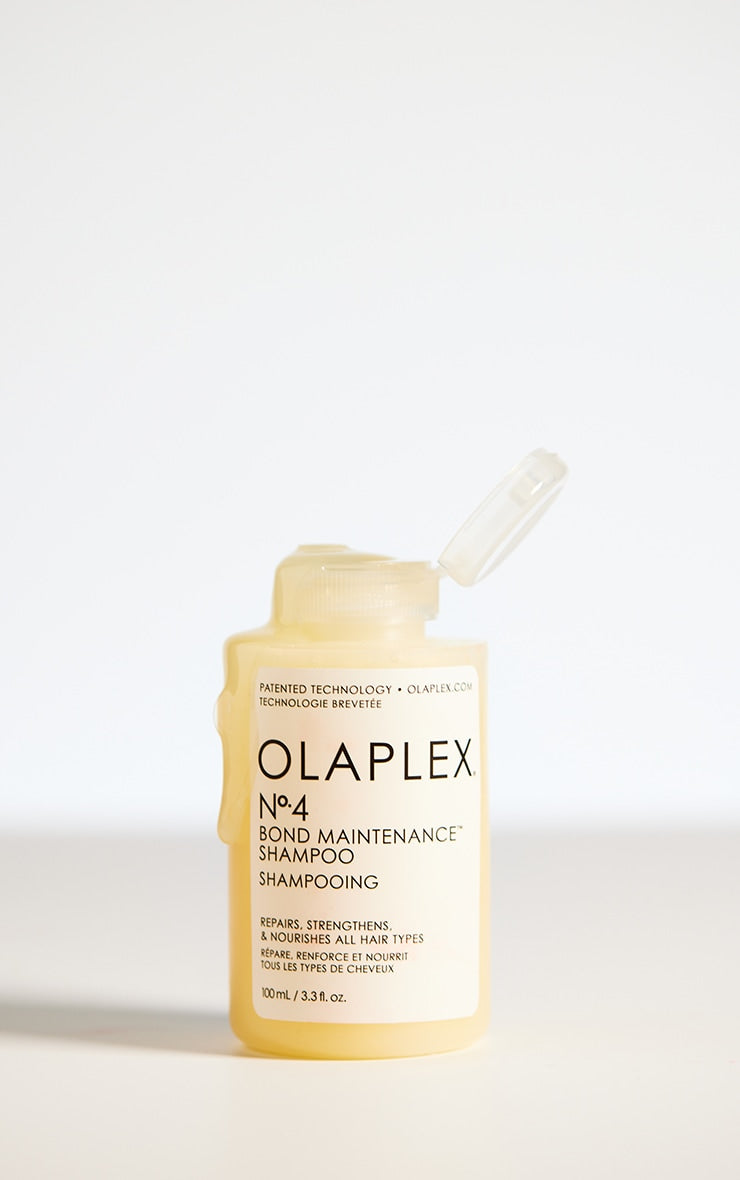 "Olaplex No. 4 Bond Maintenance Shampoo – a reparative shampoo that gently cleanses, hydrates, and strengthens hair while reducing frizz and damage for all hair types."