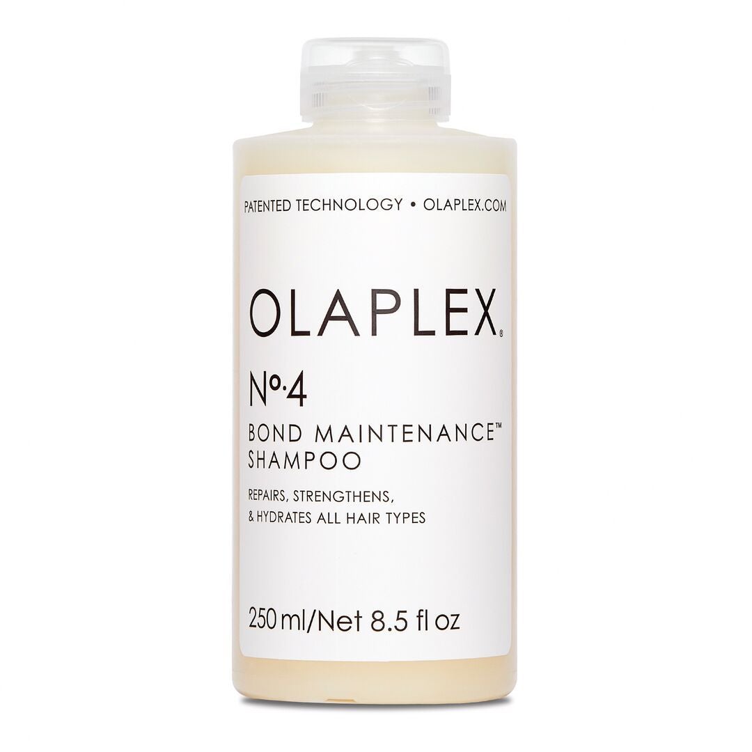 Olaplex No. 4 Bond Maintenance Shampoo – a nourishing and reparative shampoo that hydrates, strengthens, and protects all hair types while reducing frizz and breakage."