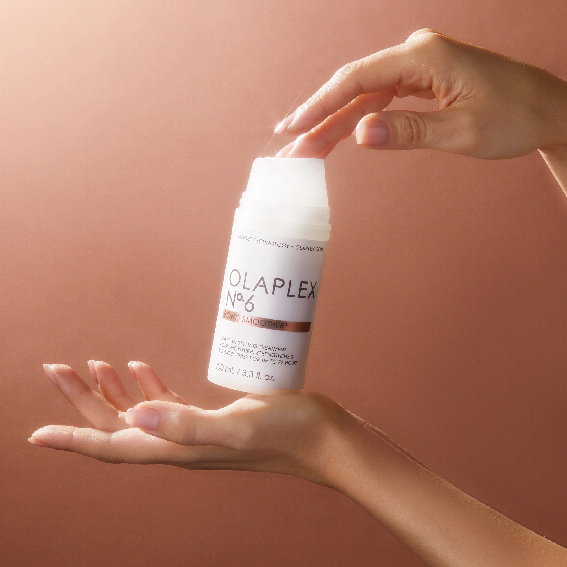 "Olaplex No. 6 Bond Smoother – a leave-in styling treatment that hydrates, strengthens, and reduces frizz while protecting against heat damage for all hair types."