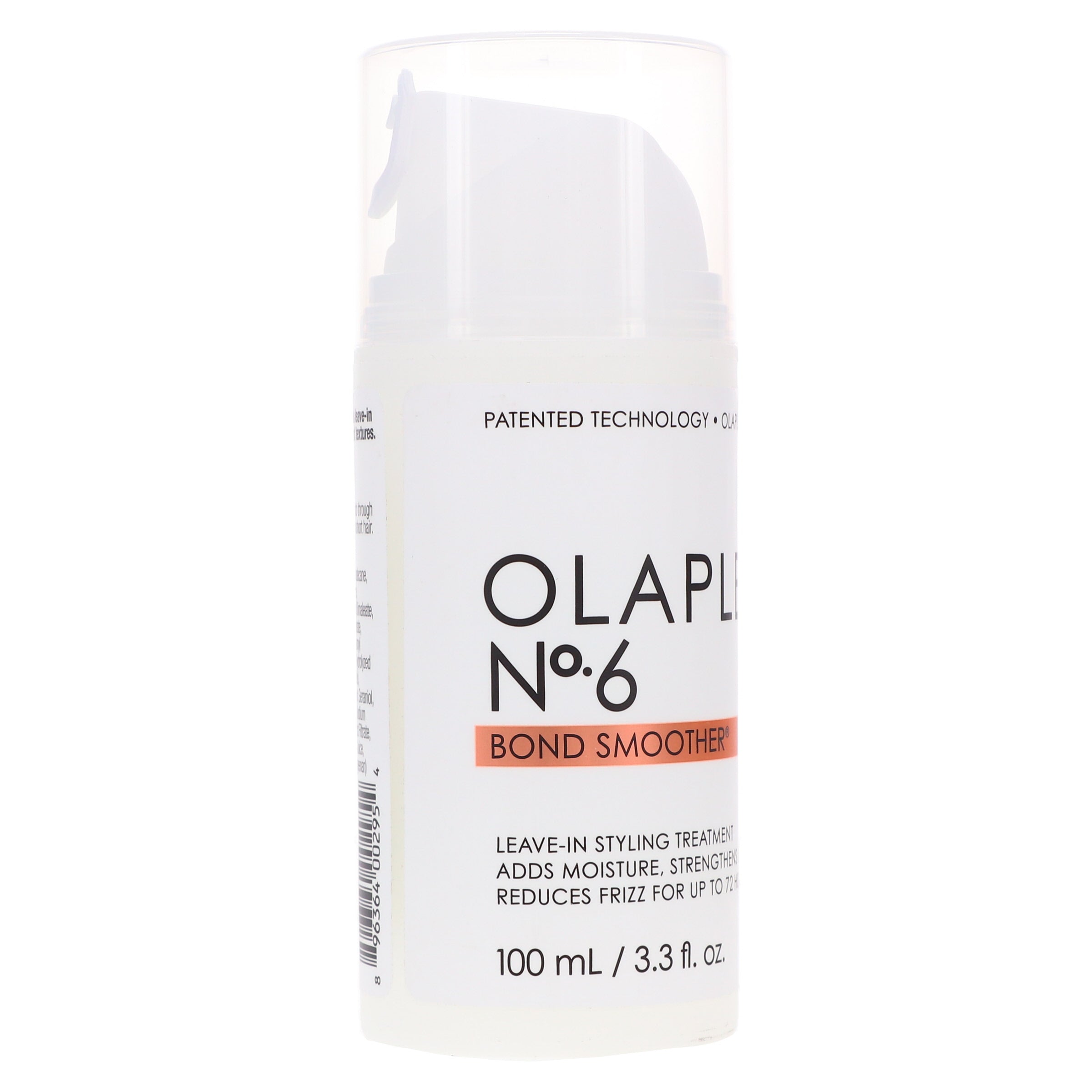 "Olaplex No. 6 Bond Smoother – a leave-in styling treatment that hydrates, strengthens, and reduces frizz while protecting against heat damage for all hair types."