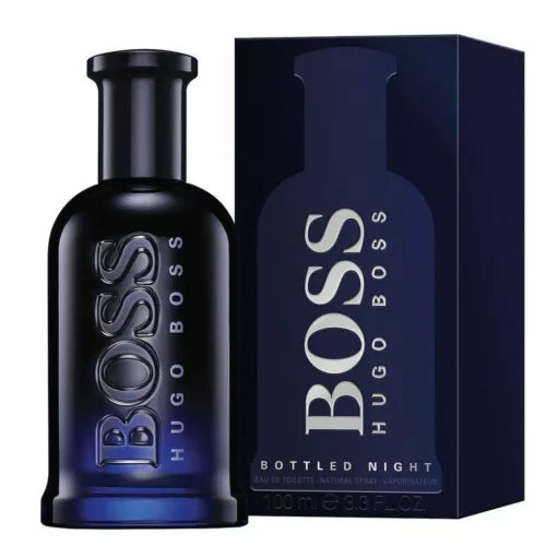 "Hugo Boss Bottled Night Eau De Toilette 100ml – a bold, masculine fragrance with top notes of birch leaves and citrus, a heart of cardamom and lavender, and a woody base of sandalwood, musk, and violet for a sophisticated, long-lasting scent."







